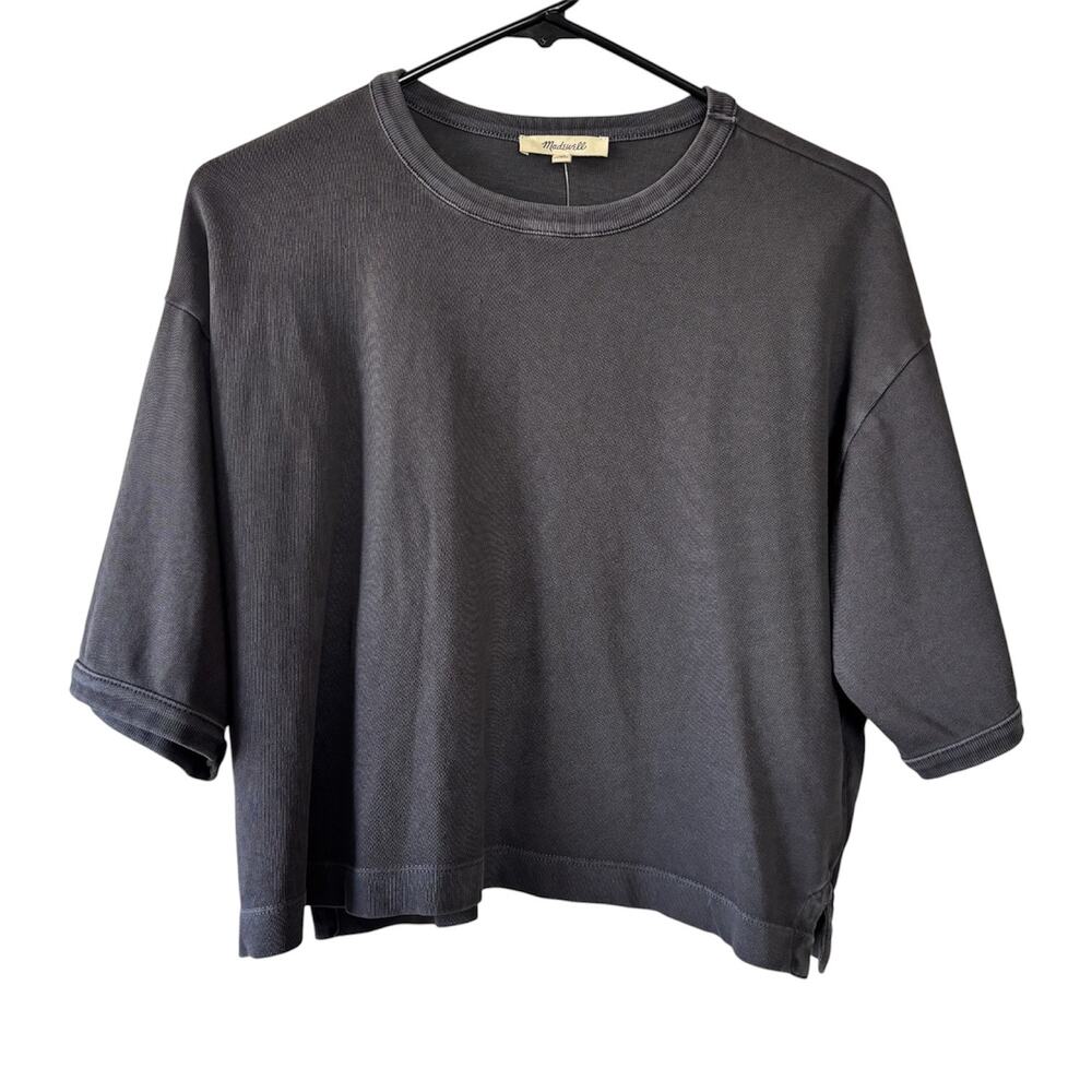 Madewell Relaxed Boxy Tee Women’s XS Black Coal Oversized Cropped Shirt